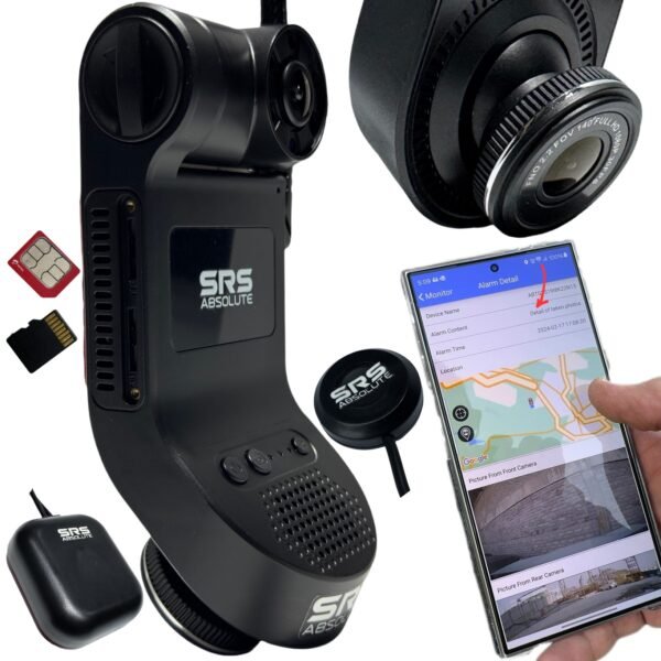 SRSABSOLUTE F+Cabin 4G Dual Dash Cam 24x7 Remote Audio-Video Monitor InfraRed SOS Voice Calling GPS Tracking Collision Sensor G-Sensor Expandable MicroSD Parking Monitor 2-in1 Without Display